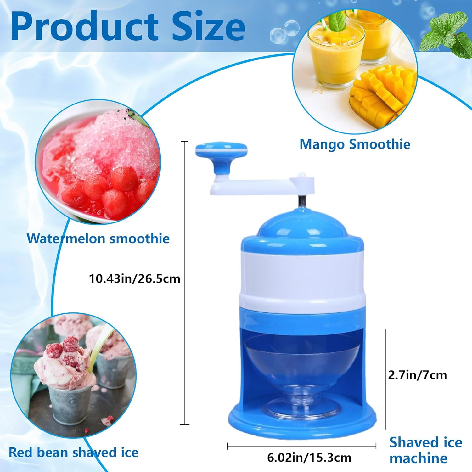 Manual Shaved Ice Machine : Portable Ice Shaver Machine for Making Smoothies and Cold Drinks,Mini Ice Crushers for Home Use,Ice Shaver for Outdoor Picnics Camping Use
