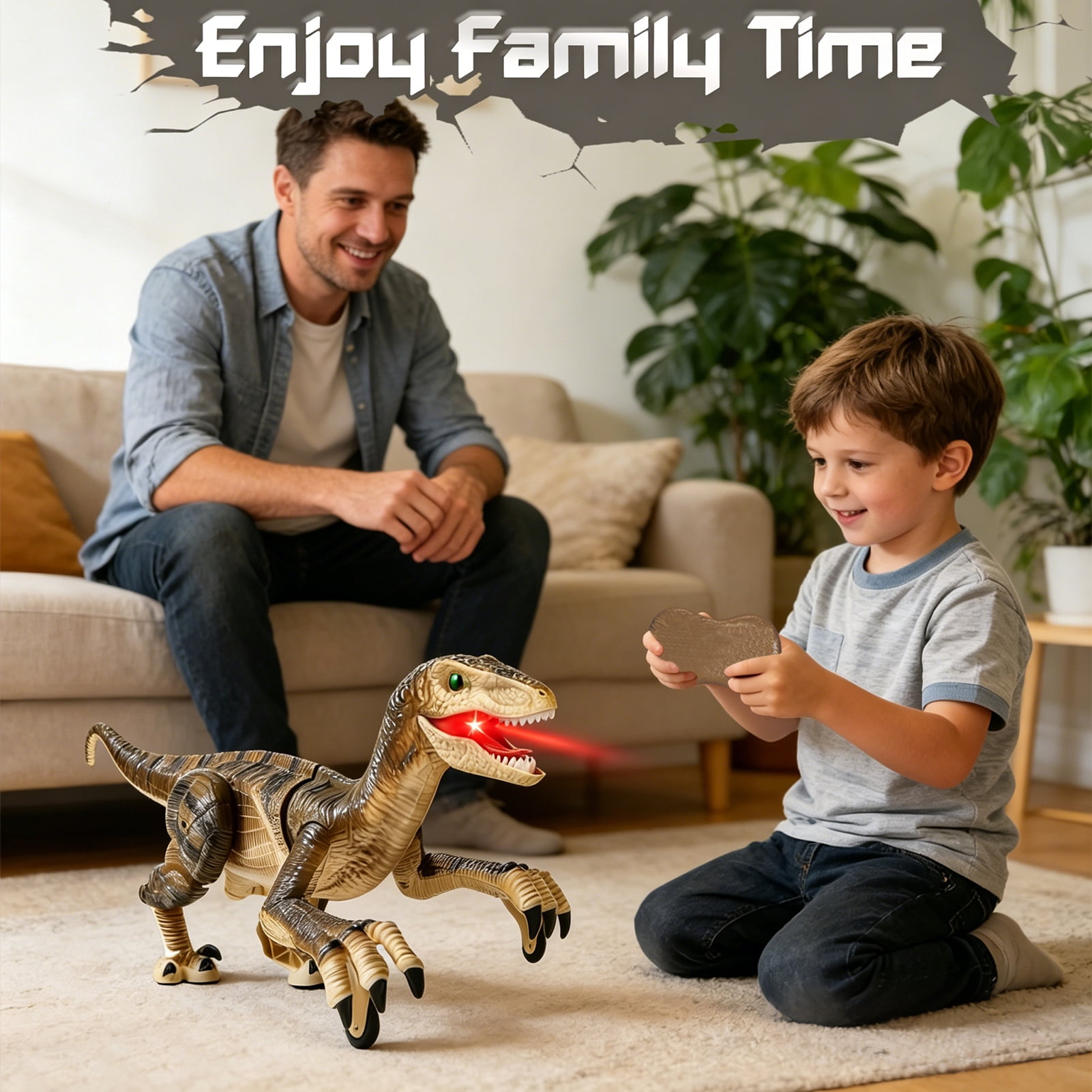Sunforu Remote Control Walking Dinosaur Toy with Roaring Sound and LED Lights–Realistic Interactive Robot Model for Kids Aged 6+ Ideal Gift for Birthday or Christmas