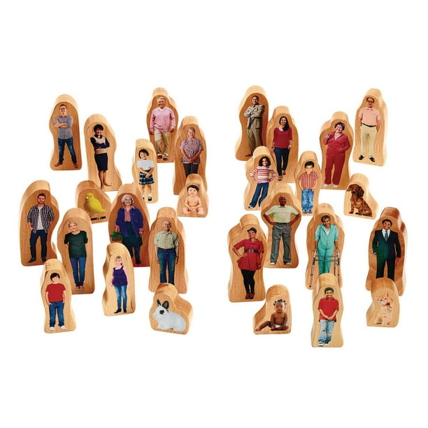 Excellerations Photorealistic Multicultural Wooden Block Play Families