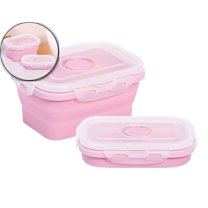 Foldable Silicone Lunch Box, Compact 350ml Food Container, Heat-Resistant Bento Box for Office Use