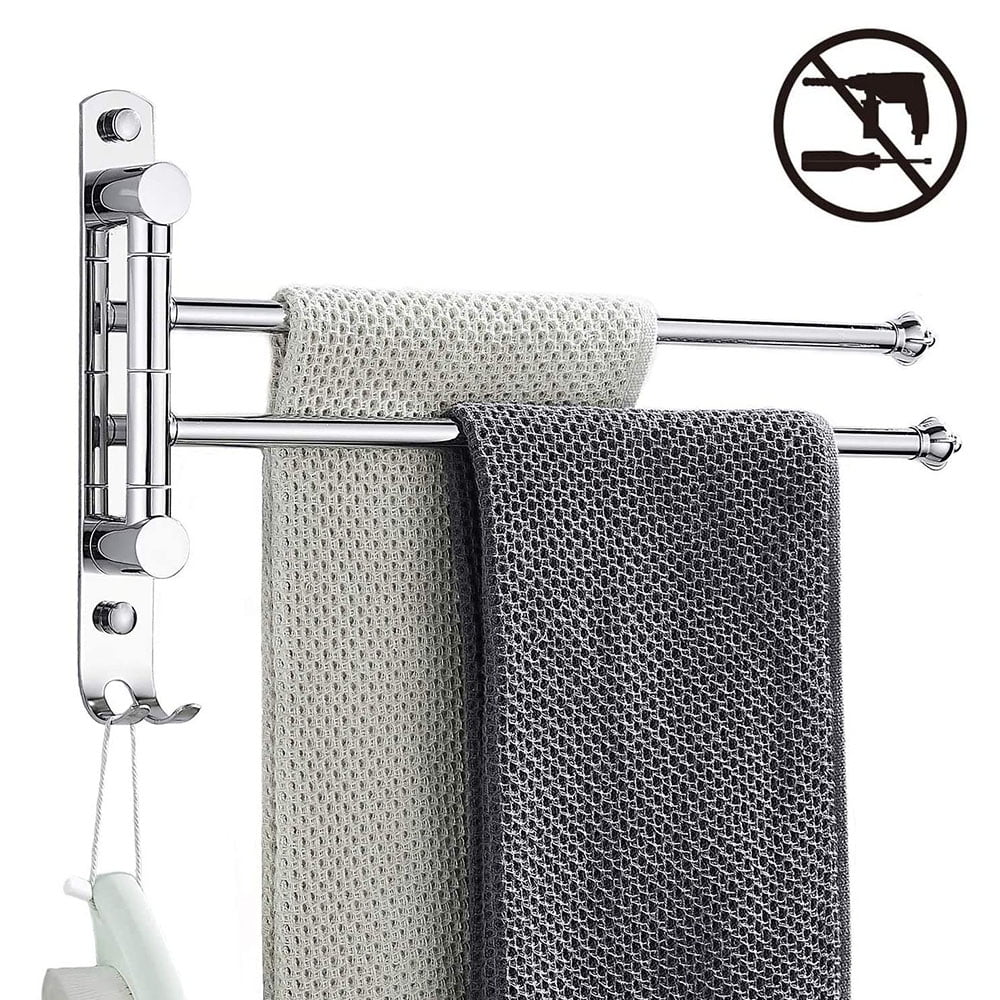 Bathroom Towel Rack Swivel Towel Rack 2 Arm Swing Out Double