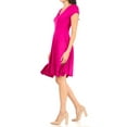 thumbnail image 3 of Women's Casual Stretch Flared A-Line Swing Loose V-Neck Short Sleeve Solid Midi Dress, 3 of 5