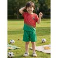 thumbnail image 6 of RUINIXCW Toddler Baby Boy Football Soccer Jersey Outfit Infant Baby Boys Fall Summer Clothes Crew Neck Short Sleeve Shirt and Shorts 2 Pcs Set, 6 of 9