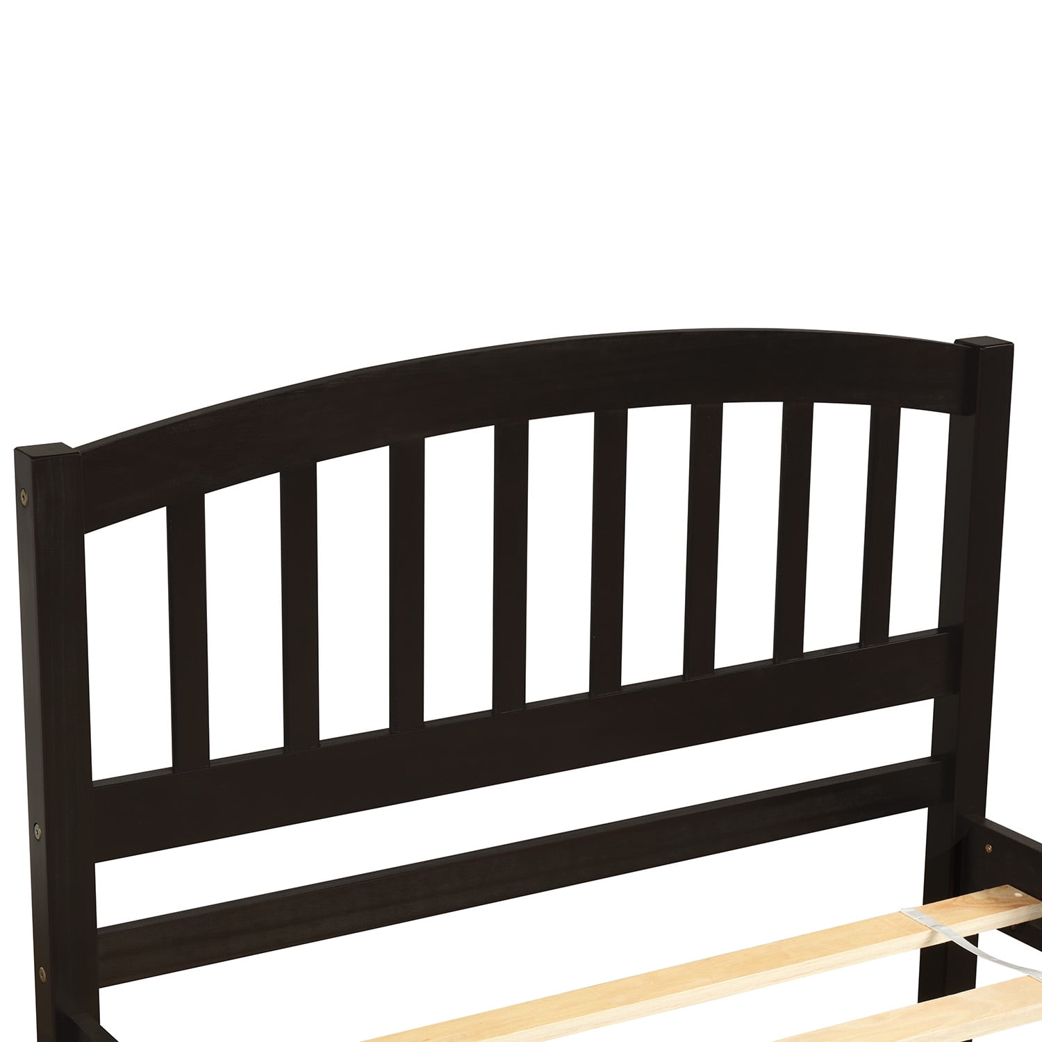 Aukfa Twin Bed with Trundle - Wooden Platform Bed Frame for Kids Teens - Espresso