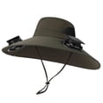 thumbnail image 2 of Wide Brim Solar Fan Hat, Fishing Hat with 2 Solar Fan, 3 Speed Solar Powered Fisherman Hat, USB Solar Charging Sun Hats, Fan Built in, Father's Day Gift for Men,Summer Essentials for Women,Army Green, 2 of 5