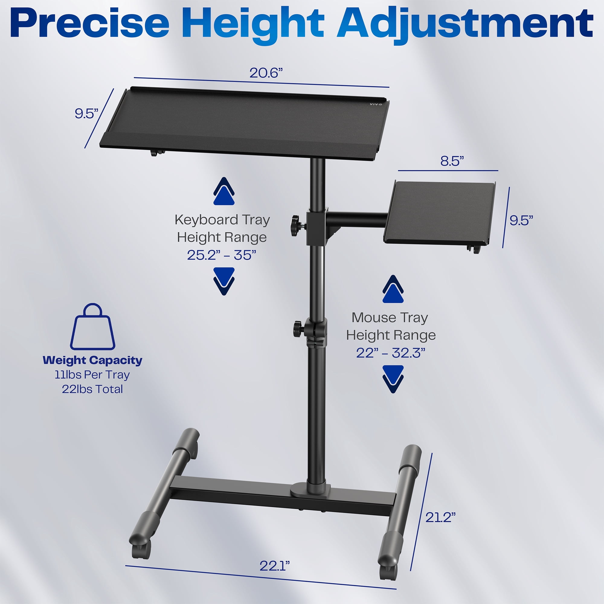 VIVO Black Freestanding Keyboard Tray Cart