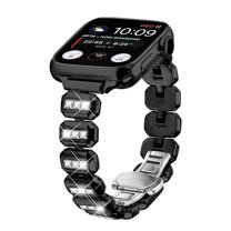 Dwitch Fashion Sparkling Metal Diamond Band for Apple Watch Series 10/9/8/7/6/5/4/SE/3/2/1, Shiny Crystal Watch Strap for Women Men, Adjustable Metal Link Bracelet 38/40/41/42mm(S10),Black
