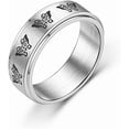 thumbnail image 5 of 4Pcs Anxiety Ring Fidget Ring for Women- Anxiety Butterfly Stainless Steel Band Rings Women Spinner Rings Cool Wedding Fidget Rings for Women Size 6-11, 5 of 7