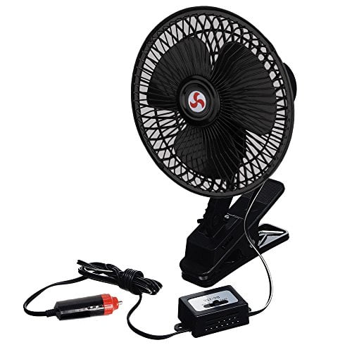 Zento Deals 12V Portable Oscillating Fan-Universal Sturdy Mounted on Vehicle with Clip