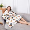 thumbnail image 5 of Oversized Wearable Blanket Hoodie,White Chicken Watercolor Pattern Sherpa Blanket Hoodie with Super Pockets,Super Warm Fuzzy Pullover for Women & Men, 5 of 6