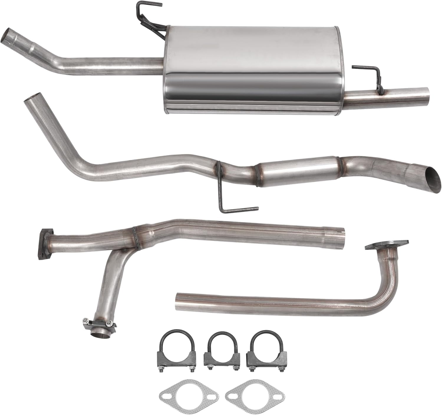 Kojem Exhaust System Assembly for 2007-2019 Nissan Frontier 4.0L Crew Cab Pick Up 73.3 Bed with 139.9 Wheelbase 409 Stainless Steel Silvery