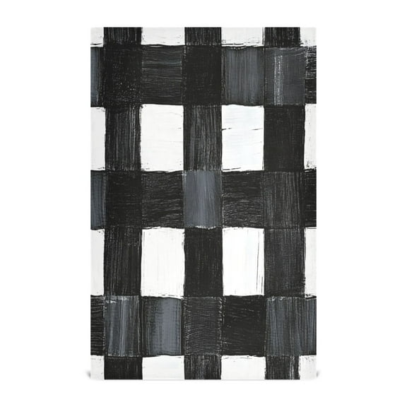 Abstract Black and White Stripe Decorative Waffle Towel Kitchen Dishcloth 28x18in Multi-Use Tea Towel