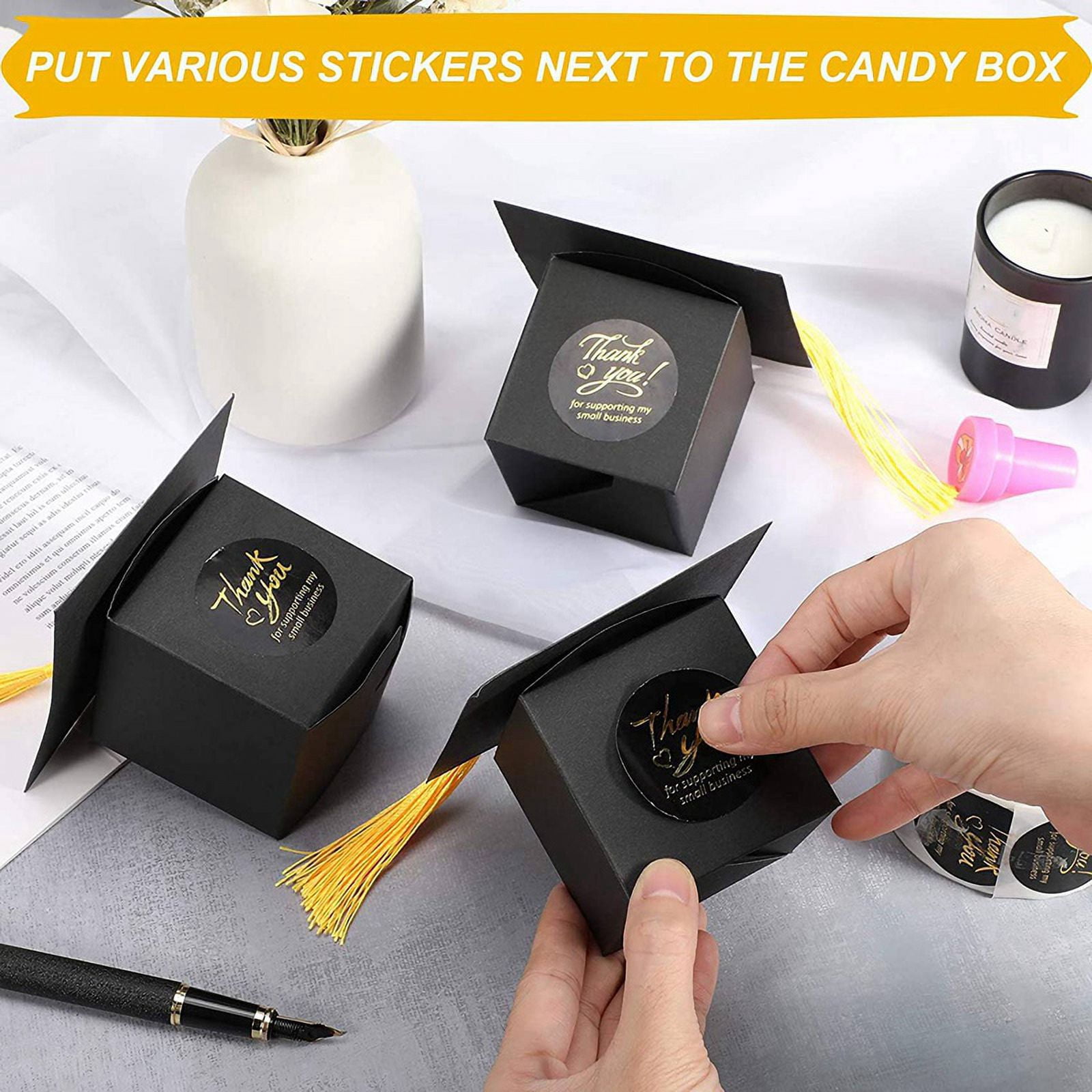 Graduation Decorations 150PCS Graduation Candy Box DIY Grad Cap Box for Graduation Gift Graduation Party Favors Decor