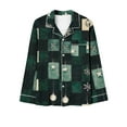 thumbnail image 5 of FDGIU Women's Christmas Pajama Set‌, Holiday Printed Long Sleeve Button Down Shirt & Pants, Cozy Festive Loungewear, 5 of 7