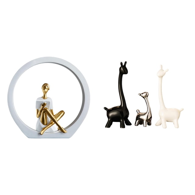 Estatua de niña,Estatuas de mujeres y niñas,figuritas decorativas elegantes,Escultura de arte abstracto,regalo creativo y moderno para el hogar.,Estatua de alce y ciervo,Estatua de jirafa de