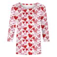 thumbnail image 4 of Valentines Tshirts, Women Heart T Shirt, Ladies 3/4 Length Sleeve Tops Fashion Women's Tees Casual Crewneck 3/4 Sleeved T Shirt Ladies Tops Blouses Shirts, 4 of 5