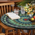 thumbnail image 2 of 52 Inch Multi Colors Boho Mandala Round Table Protector for Kitchen,Floral Table Cloth Round Cover with Elastic Edge，Waterproof Picnic Circle Tablecloth for Dinner, Outdoor, Party, Camping, BBQ, 2 of 6