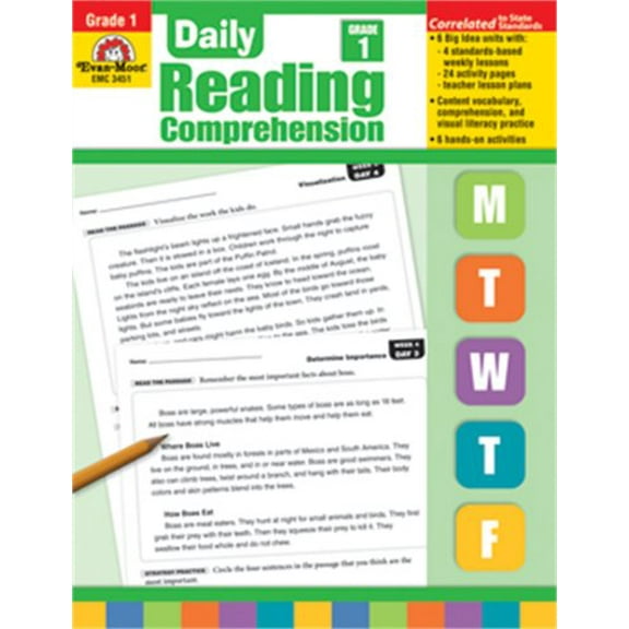 Pre-Owned Evan-Moor Educational Publishers 3451 Daily Reading Comprehension Book, Grade 1 (Paperback) 1608236323 9781608236329