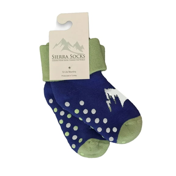 Sierra Socks Toddler Combed Cotton Turn cuff Non-Slip 1 Pair Socks (Navy, 2-4 years (Fits Shoe Size 6-11))