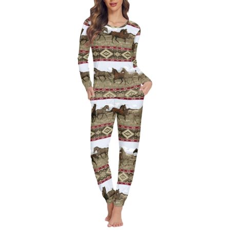 

Renewold Size 6XL Sleepwear Set Pajamas Cozy Up Nightwear Pjs Running Horse Southwestern Aztec 2-Pieces Fashion Down Long Sleeve Athletic Clothing Breathable Lounge Wear Vacation Birthday Gifts