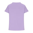 thumbnail image 5 of Charella Cotton Women T Shirts V Neck Roll Up Short Sleeve Casual Loose Base Plain Tees Workout Tops 2024 Fashion (Large, Purple), 5 of 7