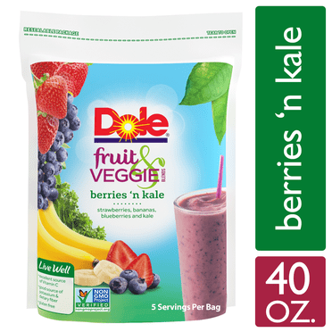 Dole Frozen Fruit and Veggie Blends, Berries 'N Kale, 40 oz Bag