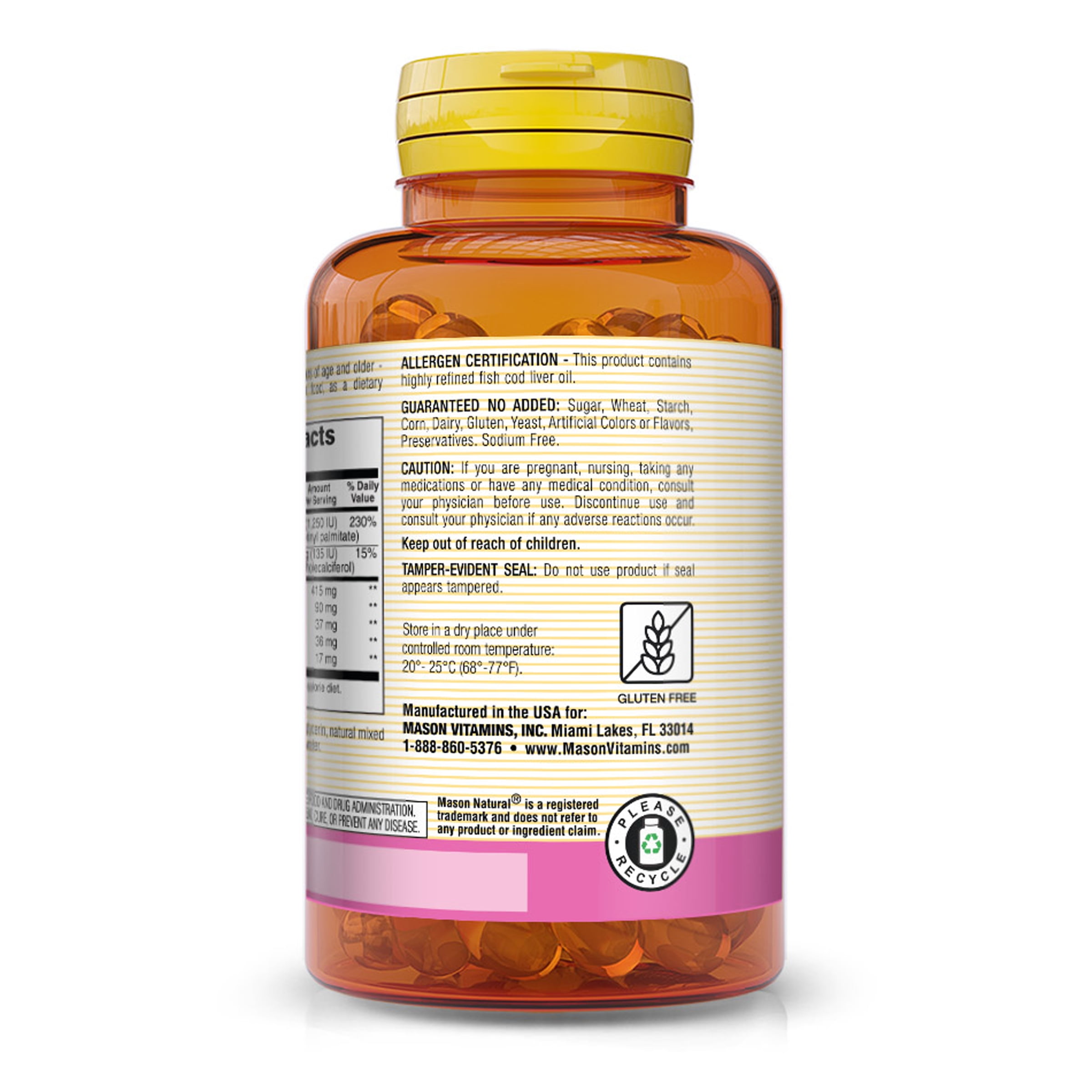 (3 pack) Mason Natural Norwegian Cod Liver Oil, 100 Softgels