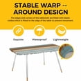 thumbnail image 4 of Blue Brown Table Cloths for 8 Foot Rectangle Tables, Farmhouse Rustic Wooden Plank Board Patio Waterproof Elastic Fitted Tablecloths, Washable Rectangular Table Cover for Camping, 4 of 8