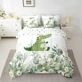 thumbnail image 2 of 7-Piece Cartoon Crocodile Bedding Twin Woodland Wildlife Comforter Set, Spring Bedding Comforter Sets Eucalyptus Leaf Bed in a Bag, Jungle Animal Theme Bedding Accessories Room Decor, 2 of 6