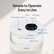 HUMSURE Bedroom Humidifier, 4.5L Cool Mist Floating for Household Plants, Silent Ultrasonic Humidifier, Aromatic Multi-Colour Controllable Light, leak-proof Easy to Clean