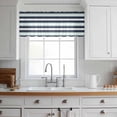 thumbnail image 5 of Aqua Navy Blue Striped Sheer Curtains Valances for Windows Modern Abstract Lines Geometric Chiffon Kitchen Valances for Cafe, Voile Window Treatments Curtains for Living Room Bedroom, 54"x18", 5 of 9