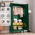 thumbnail image 3 of RIETERN Metal Armoire Wardrobe Closet, 71" Tall Bedroom Closet with Mirror, Adjustable Shelves, and Hanging Rod, Steel Clothes Closets and Storage, for Bedroom Green, 3 of 17