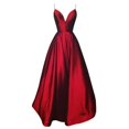 thumbnail image 3 of Vestido de noche sin mangas con tirantes y cuello en V sexy de color sólido a la moda para mujer, 3 of 5