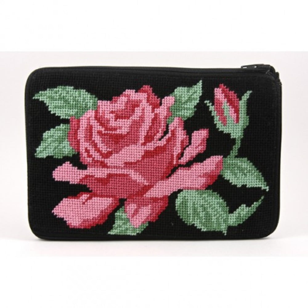Stitch & Zip Needlepoint Purse/Cosmetic Case Kit - SZ522 Rose - Walmart