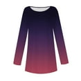 thumbnail image 5 of ATOYSOY Womens Blouses Dressy Trendy Long Sleeve Loose Blouse Round Neck Pullover Floral Tunics Tops Crew Neck Sweatshirts Purple M, 5 of 5