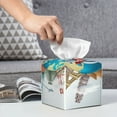 thumbnail image 6 of Tissue Travel Around The World Box Cover Holder, Square by Xecao - Leather Decorative Organizer for Tabletop, Bathroom, Car, Office, 6 of 8