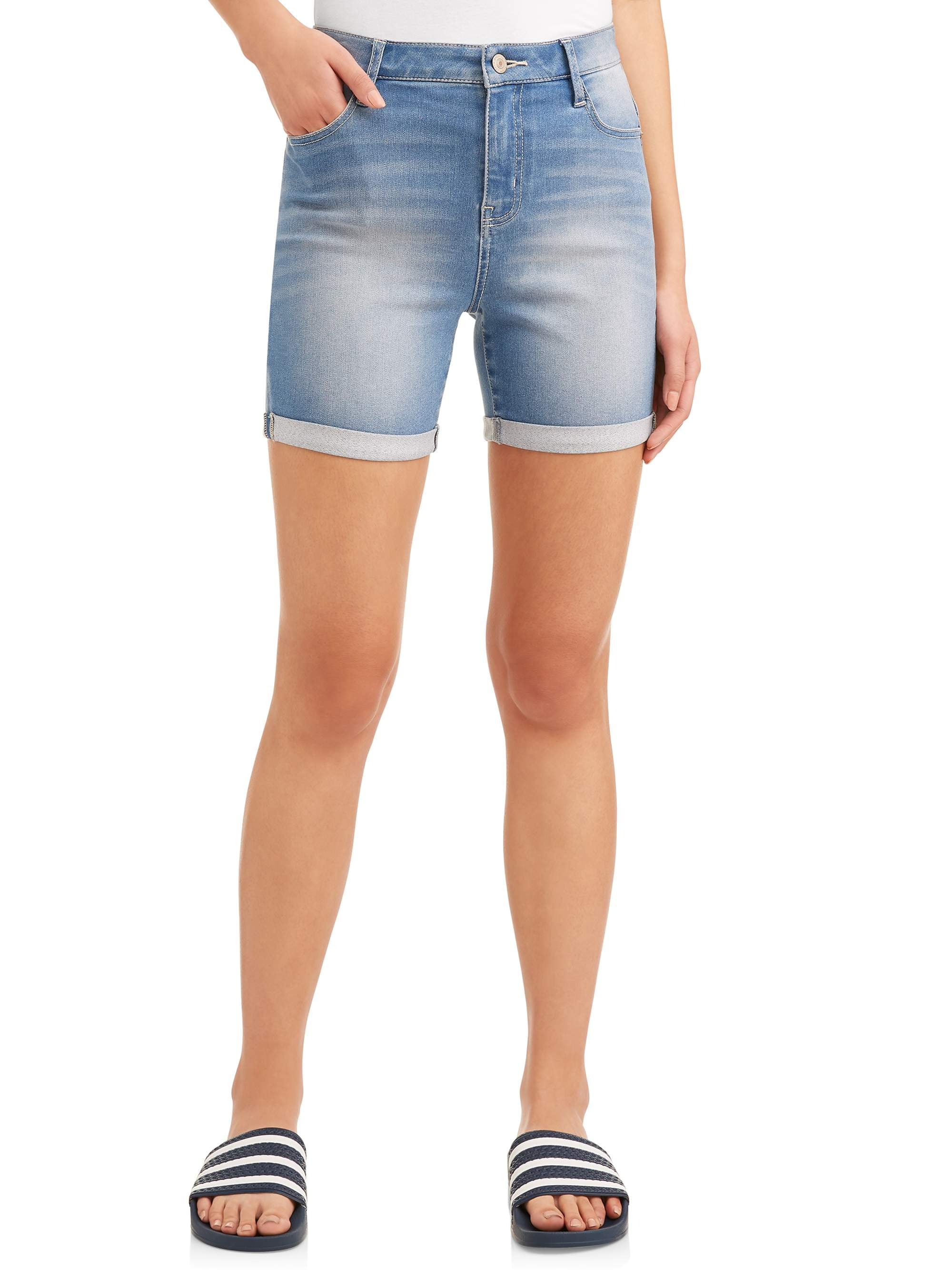 WallFlower Women/'s Juniors High-Rise Denim Shorts