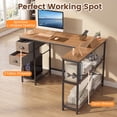 thumbnail image 3 of Gymax L Shaped Desk Corner Computer Desk w/ 2 Fabric Drawers Charging Station Gray & Black, 3 of 4