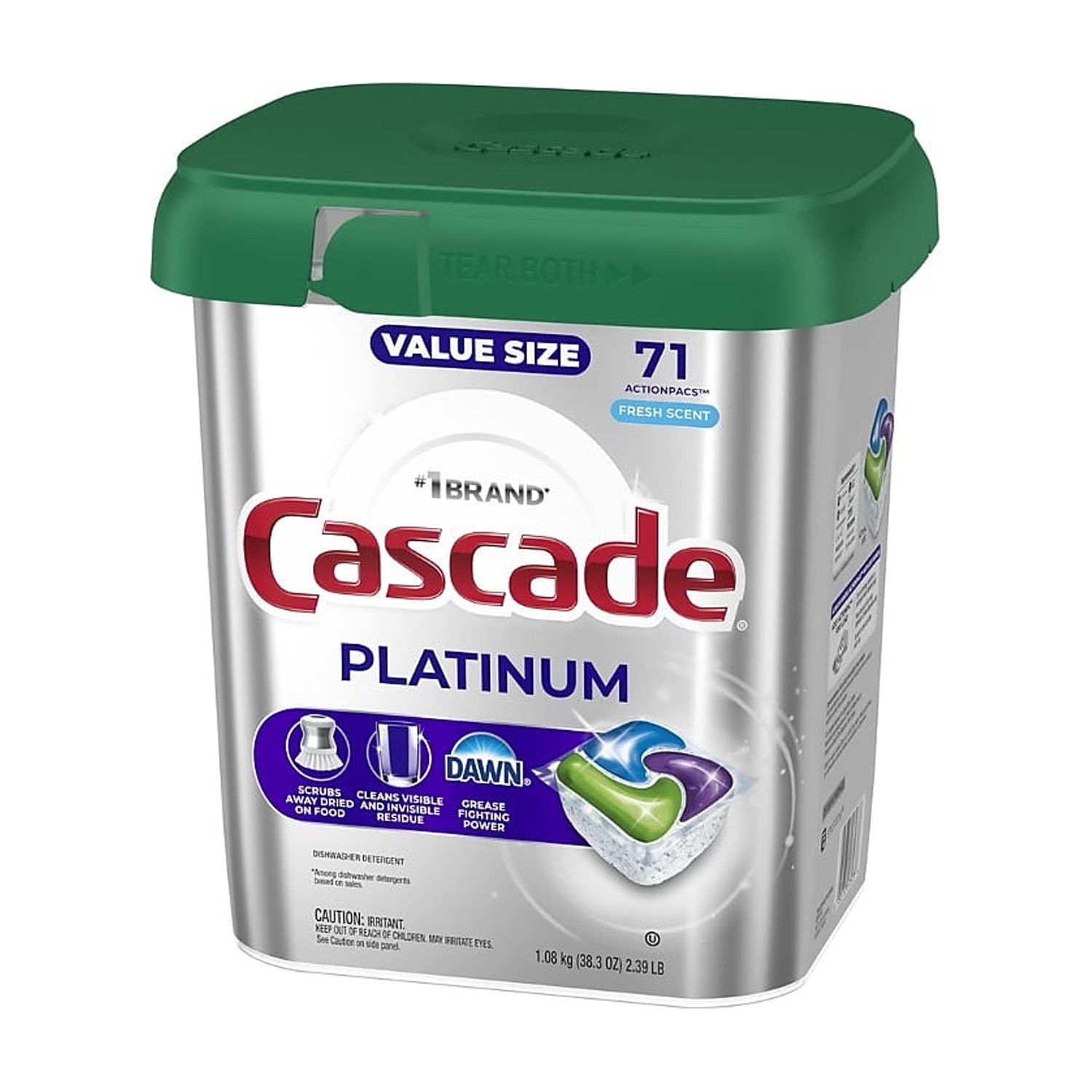 Cascade Platinum ActionPacs Dishwashing Detergent Pods Fresh Scent 71 Pods/Box (12052)