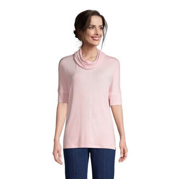 Lands' End Women Tall Elbow Slv CowlNeck Pullover Soft Tea Rose XLT NEW 519681