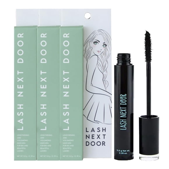Lash Next Door Water Resistant Mascara Black Volume and Length - No Clump Volumizing Mascara for Thickening and Lengthening - Smudge Proof Lashes by