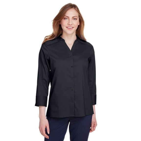 Devon & Jones DG560W Ladies' Crown Collection Stretch Broadcloth 3/4 Sleeve Blouse (2 PACK)