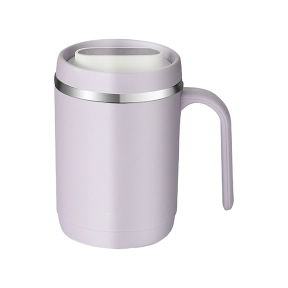 Cinvoph 16oz Portable Insulated Coffee Mug with Handle Double Layer Stainless Steel Decorative Travel Mug, Tumbler Cup with Lid Gift for Men Women, Purple