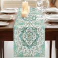 thumbnail image 3 of Table Runners 120 Inches Long Dress Scarves, Turquoise Boho Farmhouse Coffee/Dining/Kitchen Table Runner for Living Room, Vintage Abstract Art Floral Ethnic Tribe 13x120 Inch, 3 of 9