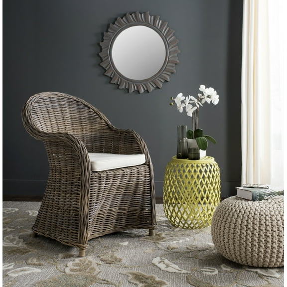 SAFAVIEH Zane Traditional Wicker Outdoor Club Chair, Grey