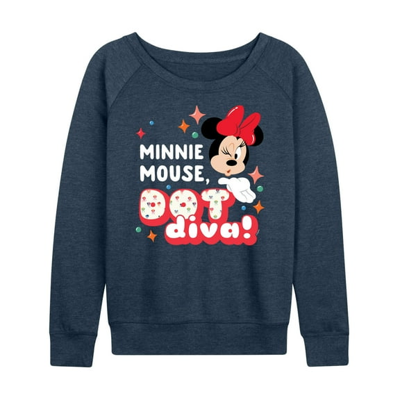 Mickey & Friends - Minnie Dot Diva - Women's Lightweight French Terry Long Sleeve Shirt