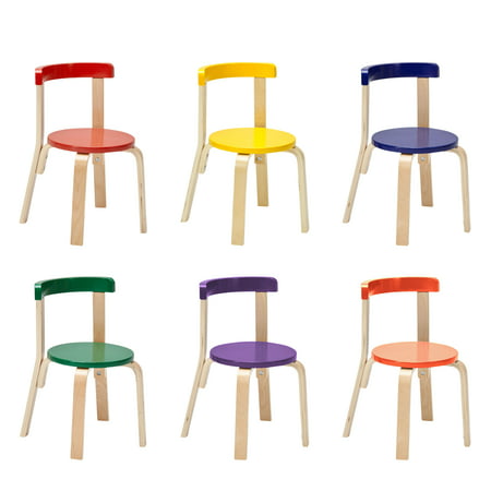 ECR4Kids Curved Back Chair, Sturdy Wood Stools for Kids and Toddlers,