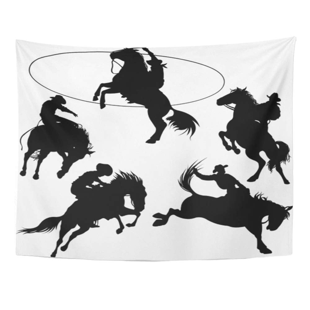 Refred Rodeo Cowboys On Horses Silhouettes White Hat Bucking Lasso Saddle Rope Adult Wall Art Hanging Tapestry Home Decor For Living Room Bedroom Dorm 60x80 Inch Walmart Com Walmart Com