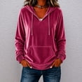 thumbnail image 2 of Iroehba Hoodies for Women Solid Hooded Drawstring Pocket Drop Shoulder Regular Cut Pullover, Soft Casual Versatile Daily Outfit, 2 of 5