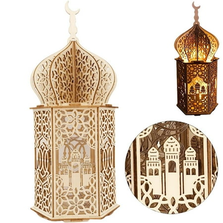

Dido LED Eid Desktop Wooden Ornaments Wood Ramadan Mubarak Night Light Home Decoration for Garden Bedroom Eid